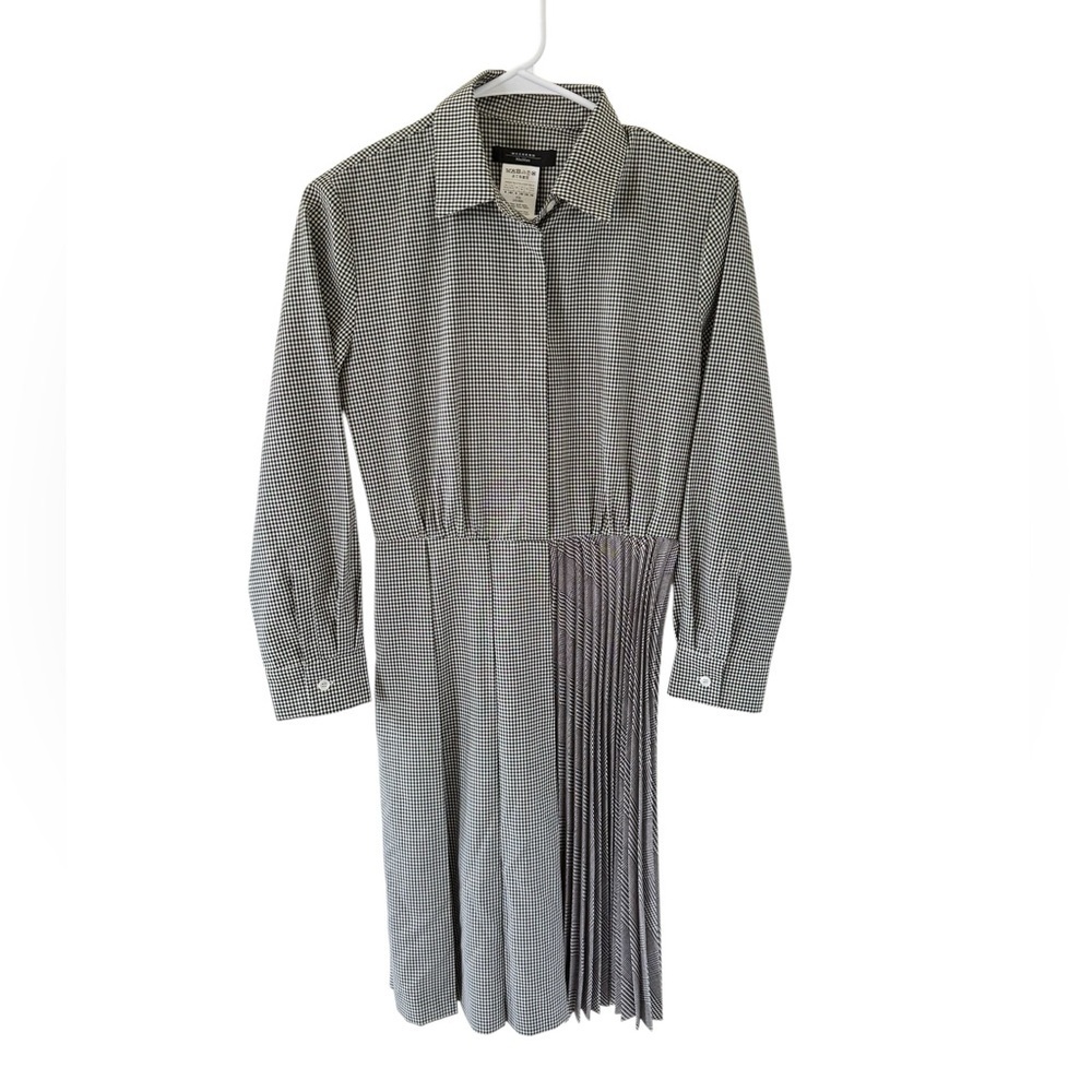 Weekend Max Mara Checkered Pattern Wool Pleated D… - image 6